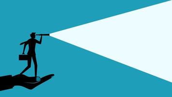 a silhouette of a man holding a flashlight and looking through a telescope vector