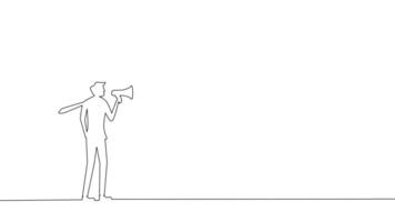 one line drawing of a man with a megaphone vector