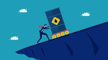 a man in a suit is carrying a large box on a cliff vector