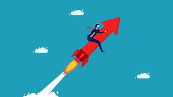businessman flying on a rocket with arrow vector