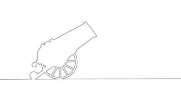 continuous line drawing of cannon vector