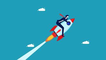 a man in a suit is riding on a rocket vector