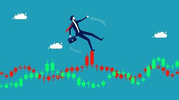 a man in a suit is walking on a chart vector