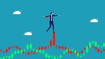 a man in a suit standing on top of a stock chart vector