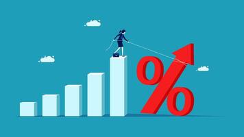 businessman standing on top of a graph with an arrow pointing up vector