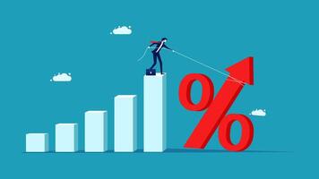 businessman climbing up the graph with a red arrow vector