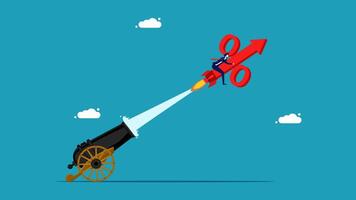 a cannon with a red arrow shooting out of it vector