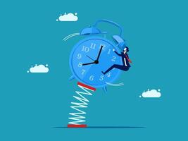 businessman running to catch an alarm clock vector