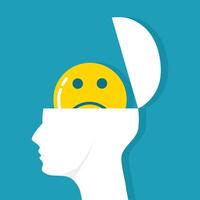 a man head with a sad face inside vector