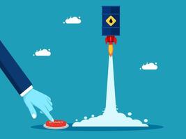 a hand pushing a button on a rocket vector