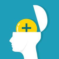 a person head with a brain and a plus sign vector