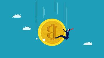 a man is falling from a coin with a dollar sign vector