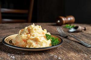 Parsnip puree on the table photo