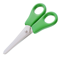 3D icon of Green Scissors. Craft icon, Cutting tool, Art concept. Tool for cutting paper, fabric materials in crafting and art projects. 3D render illustration. png