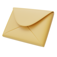 3d icon of a yellow envelope. Mail icon, paper letter item, communication concept. Equipment tool concept. 3d render illustration. png