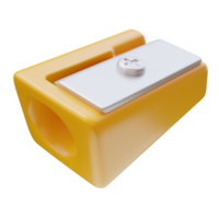 3D icon of green Sharpener. School icon, Pencil accessory, Education concept. Tool for sharpening pencils. 3D render illustration. png