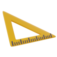 3D icon of Yellow Triangle Ruler. School icon, Geometry tool, Education concept. Tool for drawing precise angles and measurements in geometry and technical drawings. 3D render illustration. png