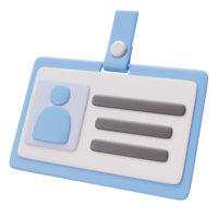 3D icon of ID card with photo. Office icon, personal item, identification concept. Verifying identity and access control. 3D render illustration. png