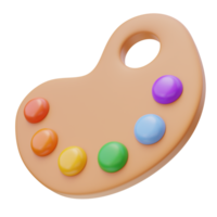 3D icon of Artist Paint Palette. Artistic icon, Paint mixing item, Creative concept. Tool for mixing and organizing paint colors. 3D render illustration. png