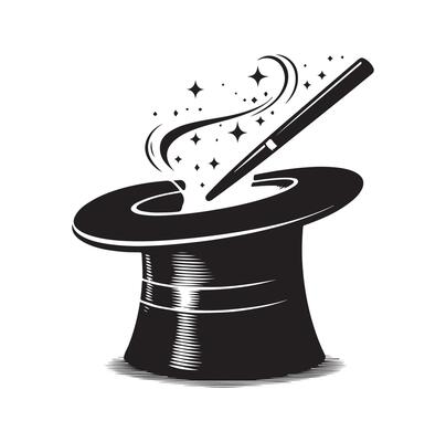 illustration of magician hat, art.