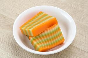 Kue Lapis or Kue Pepe or sticky layer cake, Indonesian traditional snack made from rice flour photo