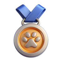 Silver Medal with Paw Symbol 3d Object png