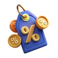 Percentage Tag with Gold Coins 3d Item png