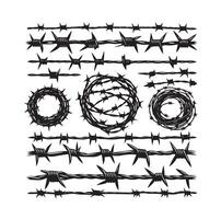 Barber Wire set isolated white background. Razor Wire in trendy minimal geometric style. Brutal prison fence collection. illustration can used web design vector
