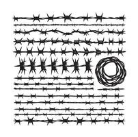 Barber Wire set isolated white background. Razor Wire in trendy minimal geometric style. Brutal prison fence collection. illustration can used web design vector