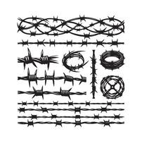 Barber Wire set isolated white background. Razor Wire in trendy minimal geometric style. Brutal prison fence collection. illustration can used web design vector