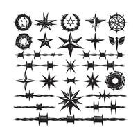 Barber Wire set isolated white background. Razor Wire in trendy minimal geometric style. Brutal prison fence collection. illustration can used web design vector