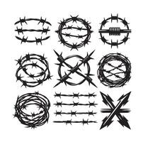 Barber Wire set isolated white background. Razor Wire in trendy minimal geometric style. Brutal prison fence collection. illustration can used web design vector