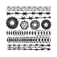 Barber Wire set isolated white background. Razor Wire in trendy minimal geometric style. Brutal prison fence collection. illustration can used web design vector