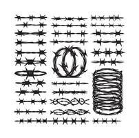 Barber Wire set isolated white background. Razor Wire in trendy minimal geometric style. Brutal prison fence collection. illustration can used web design vector