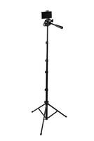 Smartphone mounted on a tripod. Stable photo or shooting for a blog or social media content. Isolate on a white back.