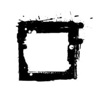 Square grunge border isolated on white background. Border with uneven rough edges drawn with an ink brush. Design element, square frame vector
