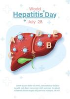 Symbol of Hepatitis's virus on the human liver with wording of World Hepatitis's Day, example texts isolate on white background. vector
