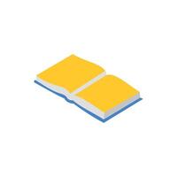 Book icon in isometric 3d style isolated on white background. Education symbol. Open book. Book illustration in flat style. Education element design vector