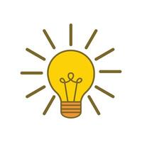 light bulb idea, isolated flat icon design, Icon bulb lighting. Basic element graphic resource. Effective thinking. light bulb solution icon with innovation idea. Creative idea vector