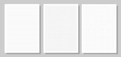 Set of note papers in a cells, a rulers and dots for planners, notebooks, diaries. vector