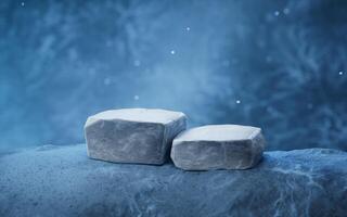 Fantastic dark scene with rock stages, 3d rendering. photo