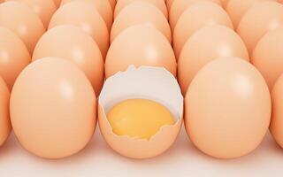 Realistic cracked egg, 3d rendering. photo