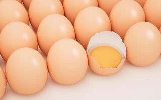 Realistic cracked egg, 3d rendering. photo