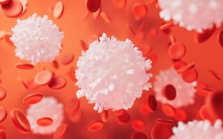 Lymphocytes and biological immune system, 3d rendering. photo