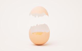 Realistic cracked egg, 3d rendering. photo