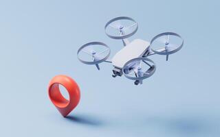 A drone flying to a position mark, 3d rendering. photo