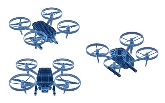 Drone with futuristic digital structure, 3d rendering. photo
