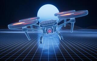 Drone with futuristic digital structure, 3d rendering. photo