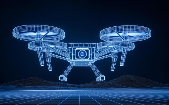 Drone with futuristic digital structure, 3d rendering. photo
