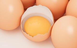 Realistic cracked egg, 3d rendering. photo